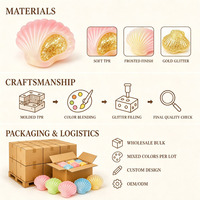 Balle anti-stress en forme de coquille Saint-Jacques, remplie de paillettes dorées, jouet sensoriel mignon en forme de coquillage marin, cadeau pour jeunes et adolescents