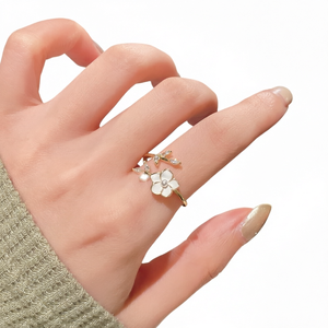 Anillo Vintage Francés JZ358 de Plata de Ley S925 con Circonita, Diseño de Hoja de Camelia, Ajustable, para Mujer, Tendencia 2025 - Product Image 1