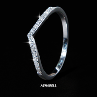 Bague en argent S925 avec moissanite demi-cercle couleur D VVS pour femme, alliance de mariage, prête à être expédiée en gros
