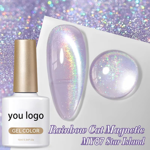 <span class=keywords><strong>Vernis</strong></span> à ongles semi-<span class=keywords><strong>permanent</strong></span> en vente, 10 ml, holographique, arc-en-ciel, aurores, gel magnétique pour la conception de manucure - Product Image 1