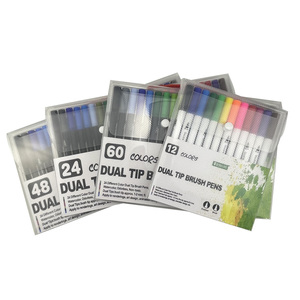 Marqueur artistique double pointe flexible aux couleurs uniques, stylo à pointe pinceau pour lignes fines, stylo pinceau aquarelle - Product Image 1