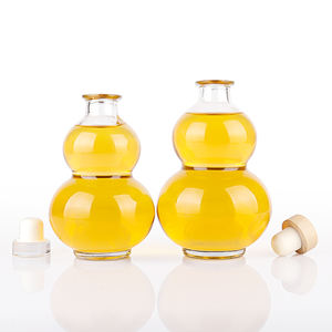 250ml 380ml 500ml Bouteilles en verre transparentes en forme de <span class=keywords><strong>gourde</strong></span> pour whisky vodka tequila brandy saké vin avec liège - Product Image 2