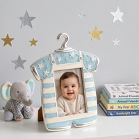 Marco de Fotos para Bebé en Forma de Pelele Azul, de Aleación de Zinc, Marco Metálico para Niños, Decoración para Baby Shower y Cuarto de Bebé, Venta al Por Mayor de Fábrica