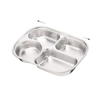 Assiette à dîner en acier inoxydable 304 avec couvercle, ronde, profonde et épaisse, spécialement conçue pour les enfants et l'utilisation scolaire