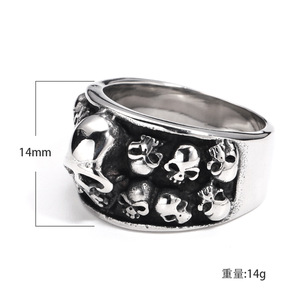 Anillo Gótico para Hombre, Modelo <span class=keywords><strong>Atila</strong></span> AJ-0197, Diseño de Calavera Punk, Chapado en Oro de 18K, Acero Inoxidable Pulido y Duradero, Gran Venta - Product Image 2