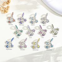 Abalorios colgantes de aleación chapados en plata, clásicos, con corona de corazón y piedra de nacimiento de 12 meses, con circonitas de colores, compatibles con pulseras europeas tipo serpiente