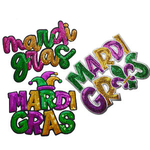 <span class=keywords><strong>Patch</strong></span> brodé en chenille à paillettes personnalisé pour les fêtes, grand format, pour vêtements - Product Image 1