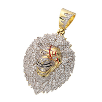 Pendentif Tête de Panthère en Argent Punk Chunky pour Homme, Animal, Or, Émail Rouge, Léopard