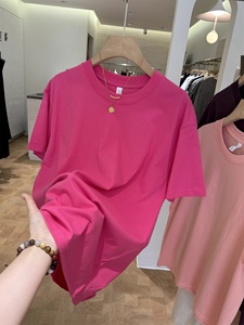 Camiseta de Algodón 100% Elegante y Básica para Parejas, de Manga Corta, Color Sólido, Transpirable, Corte Holgado - Product Image 5