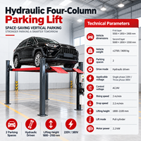 Double Win Qualité Supérieure Pont élévateur 4 poteaux pour 2 places de stationnement, capacité de levage 3600 kg, vérin de traction 2,2 kW, AC24, pour concessionnaires automobiles