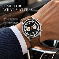 Montre à quartz pour homme VK64 personnalisée en gros, bracelet en acier inoxydable et cuir, mode, étanche, calendrier, chronographe