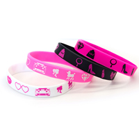 Pulseras de Silicona Personalizadas al por Mayor de Fábrica, Pulseras de Goma Rosas para Fiestas de Baile y Cumpleaños, Suministros para Eventos, Logotipo Personalizado