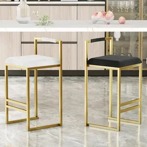 Modern Casual Scandinavian <strong>Tall</strong> Iron Stool with Leather Backrest for Home Island <strong>Table</strong> Front Cashier Living Room <strong>Bar</strong> Use - Product Image 4