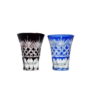 Óculos de tiro para sake xícara 50ml, design de kiriko, artesanato japonês, copo de vidro de tiro