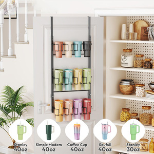 Multi Layer <b>Door</b> <b>Storage</b> <b>Rack</b> 3 Tier No Drilling Required Kitchen Cabinet Cup Holder Organizer For Stanley Cups Home Use - Product Image 4