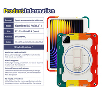 Pour Xiaomi Pad 7 /7 Pro 2024 11.2 pouces housse de tablette étui antichoc en silicone avec béquille rotative intégrée dragonne