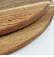 Planche à pizza ronde en bois d'acacia, personnalisable, écologique, durable, multifonctionnelle, avec poignées