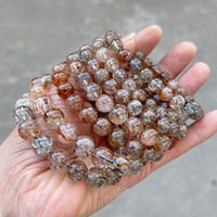 Cristal de pierres précieuses semi-précieuses de haute qualité or noir naturel Super Seven Quartz rutile perles rondes Bracelet pour femme