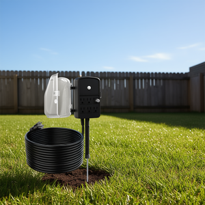 Regleta de Enchufes para Exteriores con Cable de Extensión de 25 Pies, Cubierta Resistente a la Intemperie, 6 Tomas de Corriente, Protección Contra Sobrecarga de 15A, para Uso en Jardín - Product Image 2