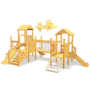 Gran parque de jardín al aire libre de Madera Juguetes paseos tobogán columpio Conjunto Parque infantil Casa de juegos tobogán - Product Image 1