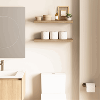 Étagères murales flottantes multifonctionnelles à double niveau en bois naturel moderne pour salle de bain et salon, écologiques
