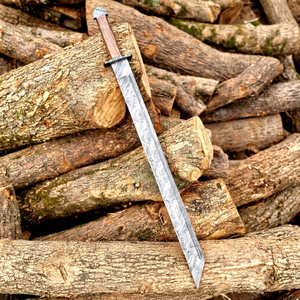 Épée viking en acier de Damas, lame droite, manche en bois, épaisseur 0,6 mm, qualité DIY, lame simple - Product Image 1