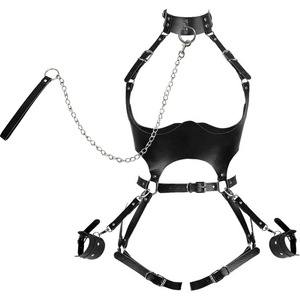 Delove Hot Selling Leather <strong>Bondage</strong> Clothing SM Hollow <strong>Bondage</strong> Sexy One-piece <strong>Bondage</strong> Clothing Female Wearable Toys - Product Image 4