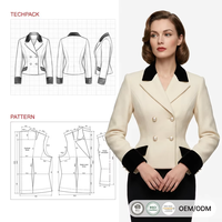 Blazer en Laine Personnalisé Style Rétro Années 40 avec Boutons Dorés et Taille Cintrée Effet Sablier pour Femme