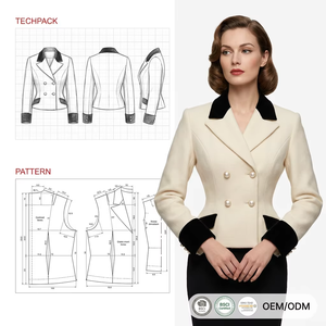 Blazer en Laine Personnalisé Style Rétro Années 40 avec Boutons Dorés et Taille Cintrée Effet Sablier pour Femme - Product Image 2