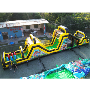Gran carrera de obstáculos de la casa de rebote con tobogán Carreras de obstáculos inflables con un tobogán - Product Image 2