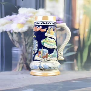 Jarra de <span class=keywords><strong>Cerveza</strong></span> de Cerámica con Diseño de Águila Alemana, Jarra de <span class=keywords><strong>Cerveza</strong></span> con Borde Dorado y Relieve 3D en <span class=keywords><strong>Azul</strong></span> Oscuro, Jarra Coleccionable para Bar en Casa - Product Image 5