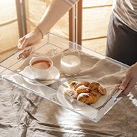 Acryl-Serviertablett mit Überlaufschutz Multifunktionaler Dekorativer Organizer für Couchtische