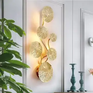 New Style Decorative Night Sconces Lights <b>Bedside</b> Copper Gold Lotus Leaf Wall <b>Lamp</b> Indoor for Home Decoration - Product Image 3
