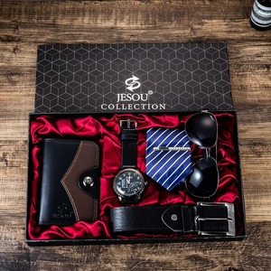ชุดของขวัญสำหรับผู้ชายแบบประณีตพร้อมเข็มขัดผูกกระเป๋าสตางค์ชุดรวมแบบเรียบง่าย-6pes/ชุด - Product Image 3