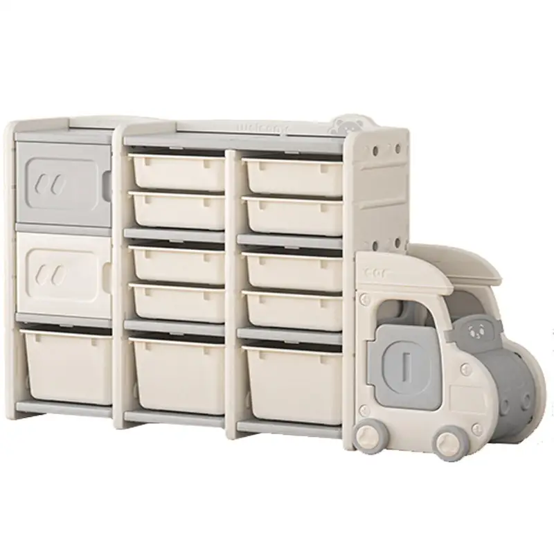 Car Shape Kids Storage Organizer Teen Oyuncak Rangement Jouet Plastic Toy Shelf with Multi Toy Bins