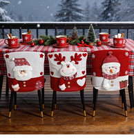 Housses de chaise de Noël réutilisables, écologiques, durables, lavables, élastiques, tricotées rouge et blanc, motif Père Noël et bonhomme de neige pour dossier de chaise