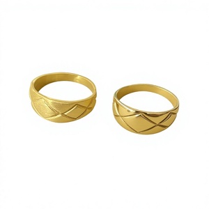 Geometric Gold Wedding Bands <b>Plain</b> Unisex Classic <b>Rings</b> Gold Plated - Product Image 1