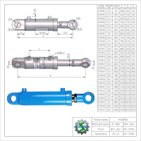 Vérin hydraulique industriel EXTEND haute résistance à la température, cylindre HSG 7 tonnes 75/48 mm pour engins de génie civil extérieurs