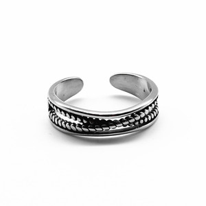 Anillo de cuerda retro yunique, acero inoxidable 316, estilo plata tailandesa, diseño geométrico, joyería de regalo - Product Image 1