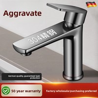 Robinet de lavabo en acier inoxydable à double usage chaud/froid pour salle de bain, robinetterie sanitaire, robinet de lavabo à poignée unique