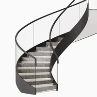 Fournisseur en gros Escalier intérieur en colimaçon en marbre personnalisé Escalier moderne économique incurvé avec garde-corps en verre pour villas à usage domestique
