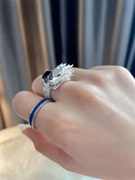 Bague tête de dragon rétro dominatrice en argent sterling 925 zircon cubique CZ Bague dragon plaquée or blanc