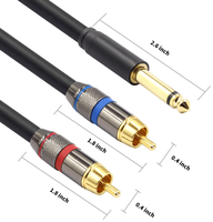 Câble audio-vidéo double 6.35mm TS Mono 1/4 Jack mâle vers double RCA mâle PVC gainé avec blindage de tresse