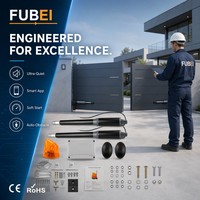 Kit d'ouverture automatique de portail battant double Fubei 150kg 300kg, moteur électrique Wi-Fi DC/AC pour villa, installation facile, ensemble pour allée moderne