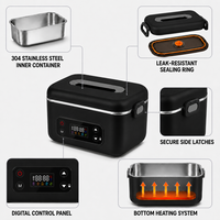 Kabellose Tragbare Edelstahl 1L Lunchbox Elektrischer Aufladbarer Speisenwärmer mit Timer-Funktion für Camping Picknick Outdoor