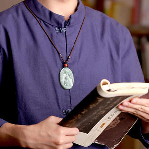 หยกธรรมชาติพม่ามังกรจีนกวนอิมจี้หยก UNISEX ศาสนาพุทธสไตล์จีนของขวัญพร้อมใบรับรองการประเมิน GY51 - Product Image 4