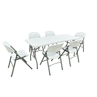 Offre Spéciale – Table Pliante Rectangulaire Moderne et Légère en Plastique HDPE Blanc pour Traiteur, Banquet, Pique-nique, Hôtel et Hôpital (Utilisation Intérieure/Extérieure)