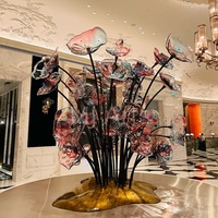 Fleur en verre de fer moderne sur mesure Art Decor Crafts Attrayant Tabletop Floor Debout Soufflé pour Hôtel Lobby Restaurant