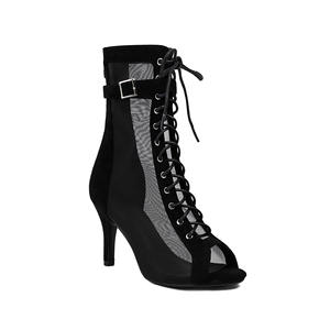 Profession chaussures de danse latine femme daim maille Ventilation salle de bal Salsa bottes pour filles fond souple pratique Jazz bottes latines - Product Image 6