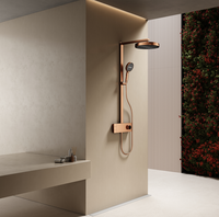 En gros Ensemble de robinetterie de douche 3 voies en or rose, Système de douche avec mitigeur chaud/froid et fonction pluie, Robinetterie de salle de bain